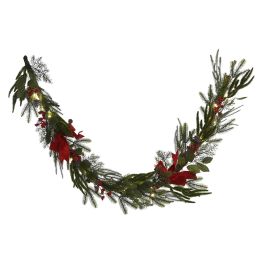 DKD Home Decor Guirnalda de Navidad Tradicional, 35 Leds, Verde Rojo, 180 cm Alto (2 Unidades), de PVC, funciona con Pilas AA