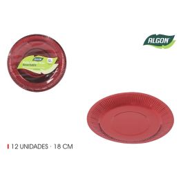 Set de 12 platos de cartón rojo, 18 cm - Algon (18 Unidades) Precio: 13.59000005. SKU: B12ZVPJLG6
