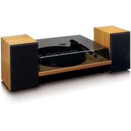Lenco LS-300 Tocadiscos de Tracción por Correa, Madera/Negro, 33/45 RPM, Bluetooth, con Altavoces y Autostop