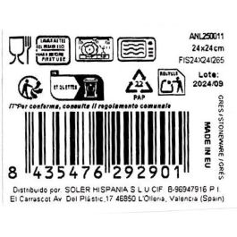 La Mediterranea Plato Llano 24 x 24 cm Elite Brillo (6 Unidades)