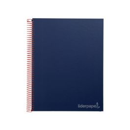 Cuaderno Espiral Liderpapel A4 Micro Jolly Tapa Forrada 140H 75 gr Cuadro 5 mm 5 Bandas 4 Taladros Color Azul