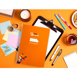 Liderpapel Cuaderno Espiral Pautaguía A4 Tapa Blanda 80 Hojas 75gr Cuadro Pautado 4mm Naranja