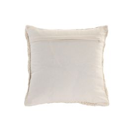 DKD Home Decor Cushions abril 25 natur a Cojín Boho Crudo de Algodón 45x45 cm hecho a mano con cremallera - Pack 2 Unidades