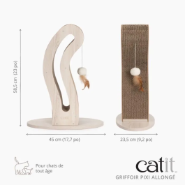 Cat It Rascador para gatos CAT0022517425152 Pixi Cat Tail con bola de tela y pluma aspecto roble natural