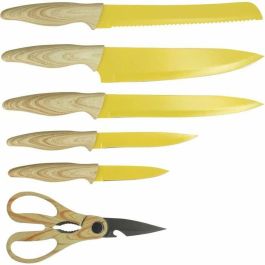 Menastyl 5041062 Bloque de cuchillos de 6 piezas, Hoja de cerámica, Polipropileno, Azafrán