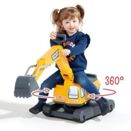 FALK Excavadora de Juguete Power Shift Articulada con Cabina Giratoria 360°, Chasis 8 Ruedas, Color Amarillo para Niños 2+ Años