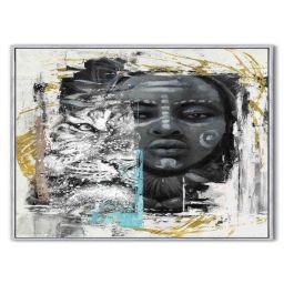DKD Home Decor Cuadro Lienzo Decorativo Colonial Africano Hecho a Mano Negro Amarillo Blanco 80x60 cm (2 Unidades)