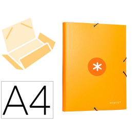 Antartik Carpeta con Gomas Tres Solapas Cartón Forrado A4 Color Mostaza 215x315 mm