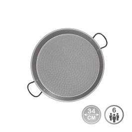 Vaello Paellera Tradicional de Acero Pulido Ø34 cm para 6 Personas, Compatible con Cocinas de Gas