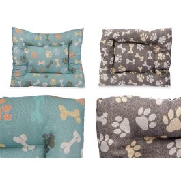 Mascow Cama Mascota para Perros y Gatos, 55x67 cm, Estampado Huesos y Huellas, Algodón Reciclado (Set de 8)