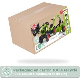 Falk Retroexcavadora de pedal CLAAS Arion 410 con excavadora - Pala frontal articulada - Volante con bocina - Remolque de caja abierta - Desde 2 años