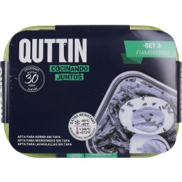 Set de 3 fiambreras rectangulares con tapa verde - Quttin (6 Cajas) Set de 3 fiambreras rectangulares con tapa verde - Quttin (6 Cajas)