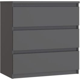 Cómoda - CHELSEA - 3 cajones - Antracita - 77,2 x 42,2 x 79,9 cm Cómoda - CHELSEA - 3 cajones - Antracita - 77,2 x 42,2 x 79,9 cm