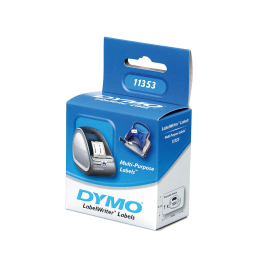 Dymo 11353 Etiquetas De Transferencia Termica Label Writer, Negra Sobre Fondo Blanco, 13x25 mm, Multiusos Autoadhesivas, Rollo 1.000 Ud.