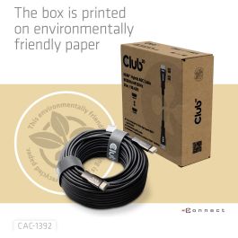 Club 3D CAC-1392 Cable HDMI 2.1 Activo Óptico 8K60Hz UHD HDR eARC 48Gbps Doble Conector A Macho Derecho 30 Metros Negro