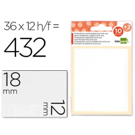 Liderpapel Etiquetas Adhesivas 12x18 mm Sobre 10 H + 2 Obsequio, 42 Etiquetas Por Hoja Blancas Precio: 8.49999953. SKU: B1DGQ5HVLS