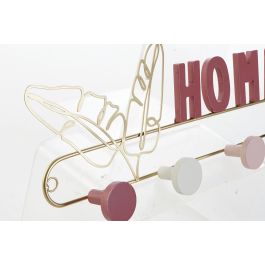 DKD Home Decor Perchero de Pared Moderno Rosa de MDF, 46x5x17 cm, Pack de 4 Unidades para Hogar y Oficina - Colección Pink Home Office
