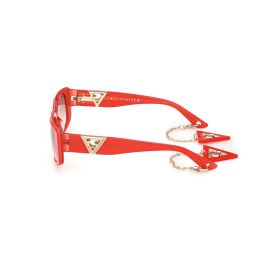 Guess Gafas GU7891 66F 140 mm Gafas de Sol Rectangulares Mujer Rojo Brillante Marrón Degradado Plástico Lujo