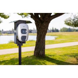 Next Green 205 D2 Soporte de Poste Polebox para Caja de Carga EV, Tubo Ø 60mm, Acero Sueco, Terminal y Carril DIN