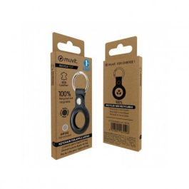 muvit for change funda llavero compatible con Airtag piel negra