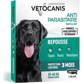 Vetocanis Collar Antiparasitario Perros Grandes +20kg Repele Pulgas Garrapatas Mosquitos con Margosa y Lavandin Natural Vetocanis Collar Antiparasitario Perros Grandes +20kg Repele Pulgas Garrapatas Mosquitos con Margosa y Lavandin Natural