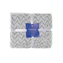 DKD Home Decor Manta Alpino Poliéster Borreguito Gris Oscuro 200x150 cm 260 gsm
