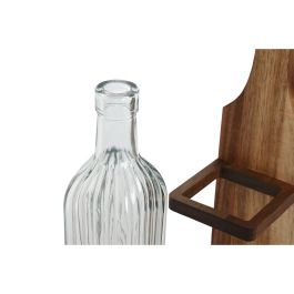 DKD Home Decor Aceitera 8 x 30.3 x 17.3 cm Set de 2 Piezas 500ml Acacia y Cristal Natural