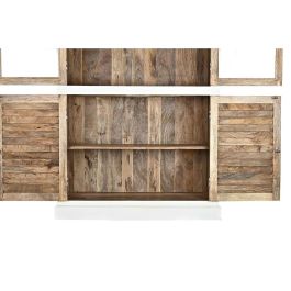 DKD Home Decor Vitrina Romántico Hecha a Mano de Mango y Cristal, con 4 Puertas y 3 Estantes, Blanco Natural, 110x45x200 cm