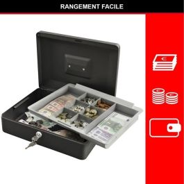 Master Lock Caja de monedas Formato M con 8 compartimentos, cerradura de llave, bandeja extraíble de acero, color negro Master Lock Caja de monedas Formato M con 8 compartimentos, cerradura de llave, bandeja extraíble de acero, color negro