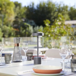 Lumisky ROBY Lámpara de Mesa Inalámbrica H30 cm Aluminium Touch Gris Oscuro LED