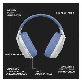 Logitech G435 Auriculares Gaming Inalámbrico LIGHTSPEED Bluetooth Blanco para PC y Consolas