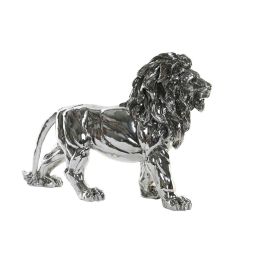 DKD Home Decor Figura León Moderna de Resina Plateada 17.5x38.5x55.5 cm