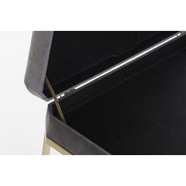 DKD Home Decor Descalzadora Glam de Terciopelo y Metal, Set de 2 unidades, Colores Gris y Dorado, Dimensiones 40x47x80 cm, Altura Asiento 47 cm