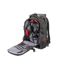 GENESIS Pallad 550 Mochila para Gaming 43,9 cm (17.3") Negro, Rojo con Compartimento para Portátil y Accesorios