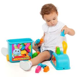 Carrito maleta trolley azul con 20 bloques.