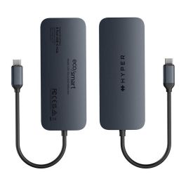 HYPER HD4004GL Hub de Interfaz USB 3.2 Gen 1 (3.1 Gen 1) Type-C 10000 Mbit/s Azul, Gris