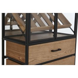 Botellero Home ESPRIT Negro Natural Madera Metal 60 x 33 x 169 cm