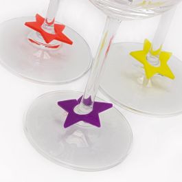 Koala Set 8 Identificadores de Copas Star de Plástico Multicolor 12,8x5x13,7 cm, Fácil Limpieza, Higiénico y Duradero, Fabricado en España