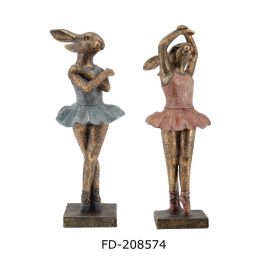 DKD Home Decor Figura Romántico Bailarina Dorado Azul Resina 12 x 30.5 x 13 cm