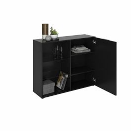 FMD 4029494125316 Mueble de Almacenamiento Compacto Negro, 99,1 cm Ancho x 81,3 cm Alto x 31,5 cm Fondo, Fabricado en Alemania