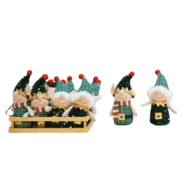 DKD Home Decor Figura de Navidad Elfo Tradicional Poliéster Verde Rojo 18x19x26 cm - Set de 12 Unidades Surtidas