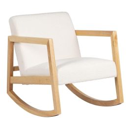 Mecedora Blanco Natural Madera de caucho Tejido 60 x 83 x 72 cm Mecedora Blanco Natural Madera de caucho Tejido 60 x 83 x 72 cm