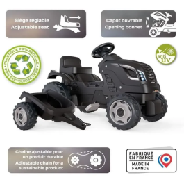 Smoby 3032167101310 Tractor de Pedal Farmer XL con Remolque - Negro