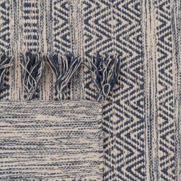 Alfombra Azul Blanco 70 % algodón 30 % Poliéster 80 x 150 cm Alfombra Azul Blanco 70 % algodón 30 % Poliéster 80 x 150 cm