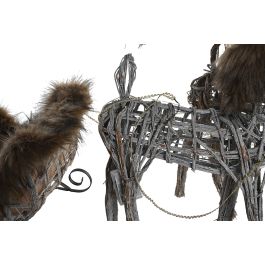 DKD Home Decor Reno Navidad Alpina LED Mimbre Blanco Marron 30x30x58 cm Set de 3