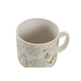 DKD Home Decor Mug Tradicional Porcelana Verde Beige 380ml Pack 12 Unidades Apto Microondas y Lavavajillas 11.5x8.5x10cm