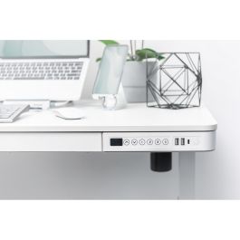 Digitus DA-90424 Escritorio Eléctrico Altura Regulable con Cajón y Carga USB 120x60cm Blanco