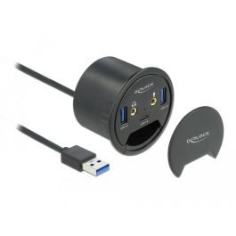 DeLOCK Concentrador In-Desk 3 Puertos USB-C y 2 USB Tipo-A con Audio HD, Negro