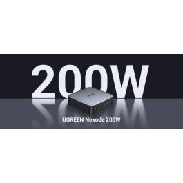 Ugreen Cargador de Escritorio Rápido 200W, 2 USB-A + 4 USB-C, GaN, Negro/Gris