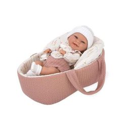 Muñeca elegance babyto rosa con capazo (cuerpo vinyl, sexo niña)incluye chupete en bolsa. 33 cm